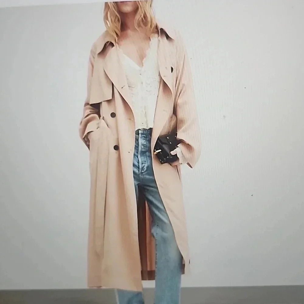 ALLSAINTS WYATT CLASSIC BEIGE COTTON TRENCH COAT SIZE 2